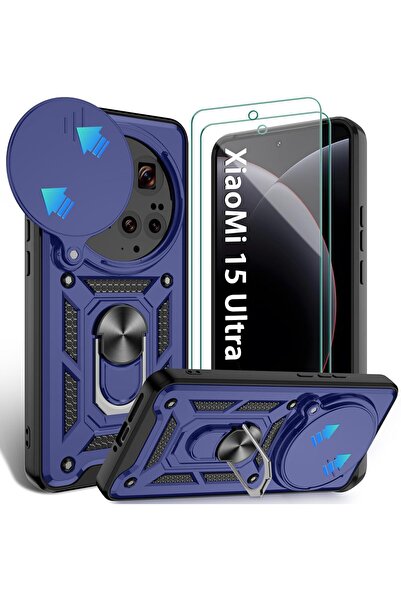 Kipgsm Xiaomi Mi 15 Ultra Uyumlu Ekran Koruyucu+Kılıf Sürgülü Yüzüklü Standlı...