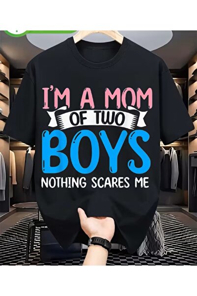 LELVANİ تيشيرت مطبوع عليه عبارة "أم مرحة لولدين: لا شيء يخيفني"