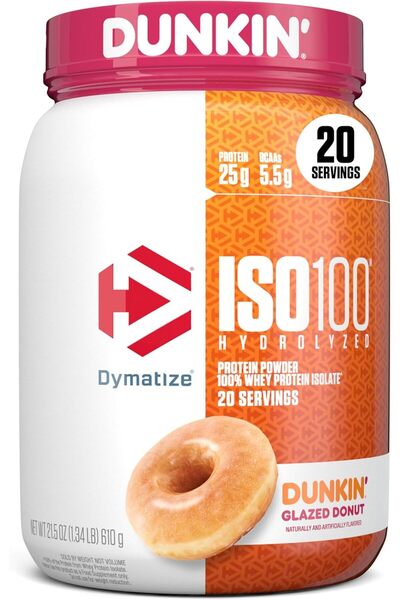 Dymatize مسحوق بروتين مصل اللبن ISO100 بنكهة دونات دانكن المزججة