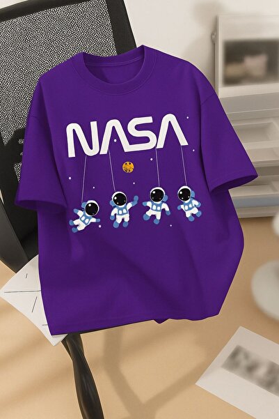 BENROMA تيشيرت للجنسين مطبوع عليه ناسا