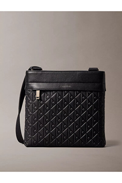 Calvin Klein Men's Logo Patterned Adjustable Long Strap Black Shoulder Bag Lv04D3229G-Ub1