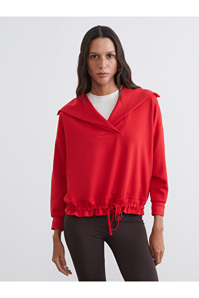 LC Waikiki Red Polo Neck Lace-Up Blouse from Plus-Store