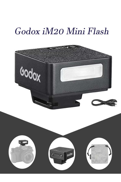 Godox فلاش iM20 صغير للكاميرا مع فلاش بقوة 440 واط، وبطارية 470 مللي أمبير، وخمسة مستويات إضاءة.