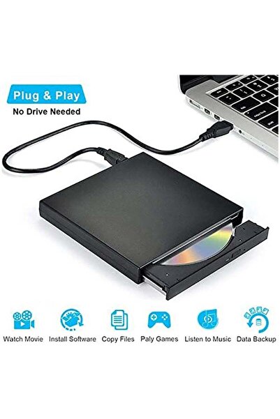 Generic سواقة وناسخ (DVD/CD) خارجية محمولة - USB فائقة النحافة، متوافقة مع ويندوز، تصميم مضاد للصدمات