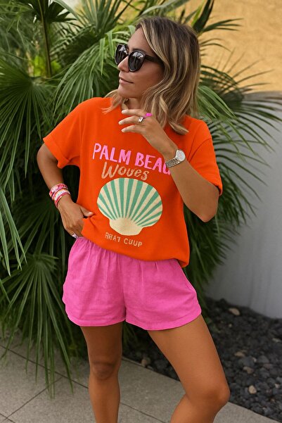 E-ROMA Palm Beach Waves Printed Unisex T-Shirt