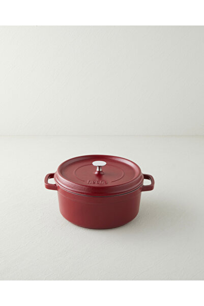 English Home Hecha Demir Döküm Derin Tencere 24 cm Mat Bordo