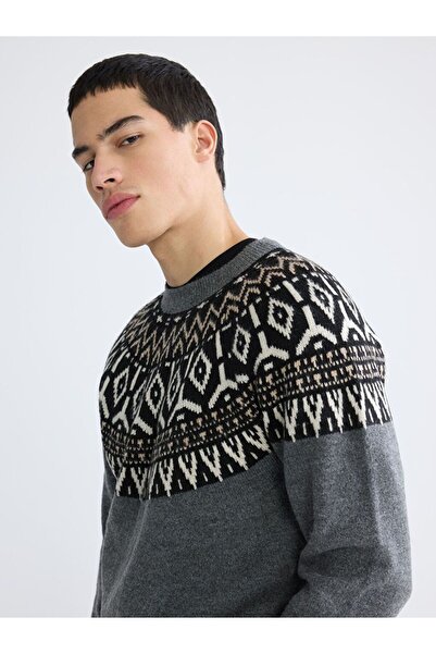 LC Waikiki Xside Crew Neck Patterned Men's Knitwear Sweater