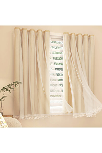Generic One 100% blackout curtain with sheer fabric, self-adhesive backing, n...