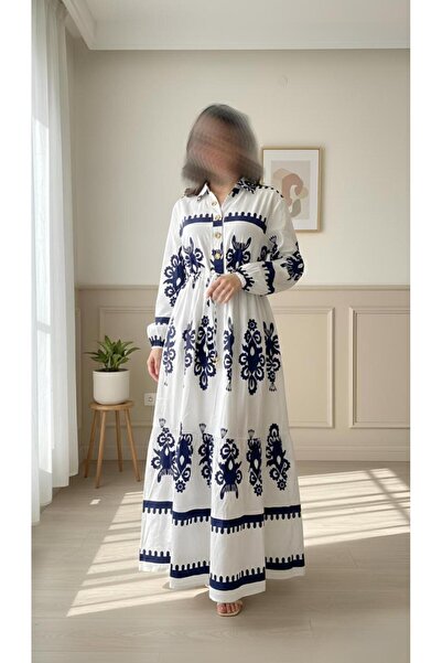 ISHRAQAT AL-AMAL Long dress (one size, free size) with long sleeves, elasticated cuffs, and front buttons, for modest looks.