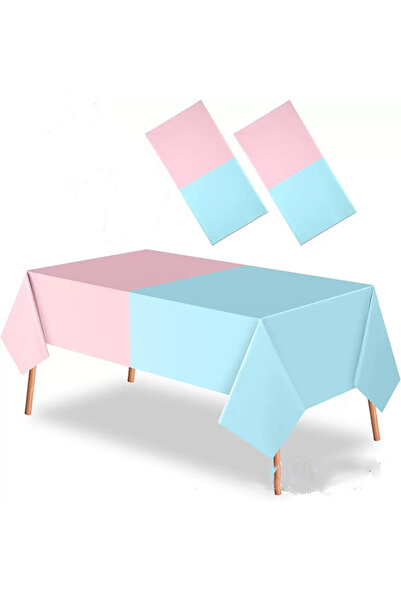 Generic 2 Piece Blue Pink Disposable Party Tablecloth Suitable For Party Deco...