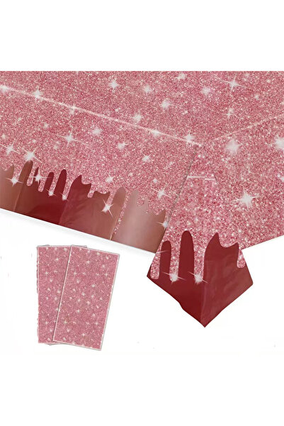 Generic 2 Piece Rose Gold Birthday Disposable Party Tablecloth Printed Plasti...