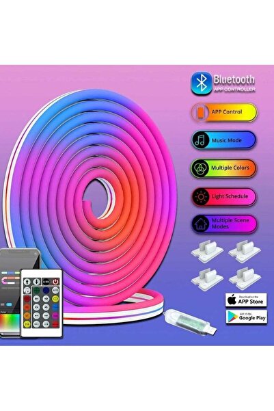 Generic شريط إضاءة نيون RGBIC يتم التحكم فيه عبر تطبيق - شريط LED بلوتوث بطول 5 أمتار