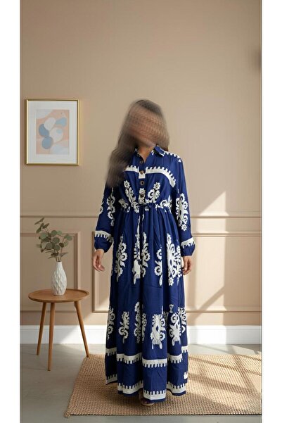 ISHRAQAT AL-AMAL Long dress (one size, free size) with long sleeves, elasticated cuffs, and front buttons, for modest looks.