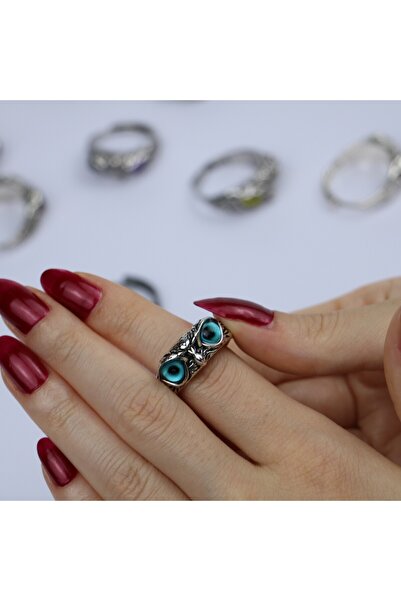 TakıLabirenti Ayarlanabilir Baykuş Yüzük – Renkli Göz Detaylı, Unisex Vintage...