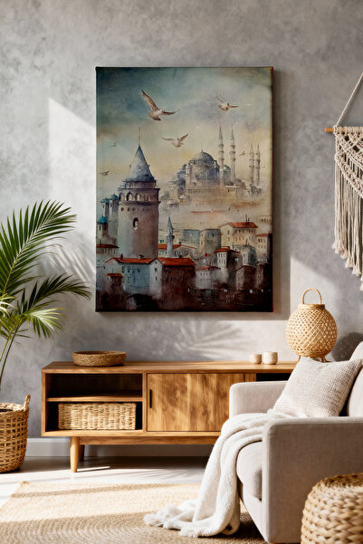 ART NEST DEKOR GALATA KULESİ VE UÇAN KUŞLAR CANVAS TABLO