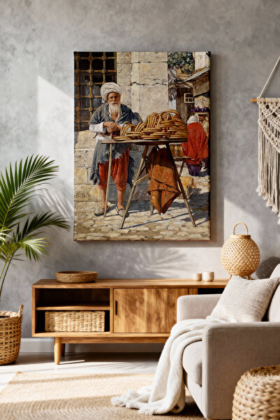 ART NEST DEKOR SİMİT SATAN YAŞLI ADAM CANVAS TABLO