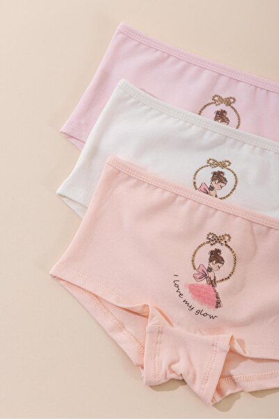 BAYKAR Κοριτσίστικα Βαμβακερά Πολύχρωμα με τύπωμα ελαστικό ύφασμα Μπόξερ 3-συ...