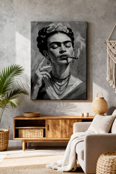 ART NEST DEKOR SİYAH BEYAZ FRİDA CANVAS TABLO