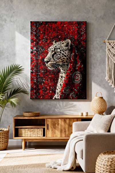 ART NEST DEKOR KIRMIZI DESENLİ ÇİTA CANVAS TABLO