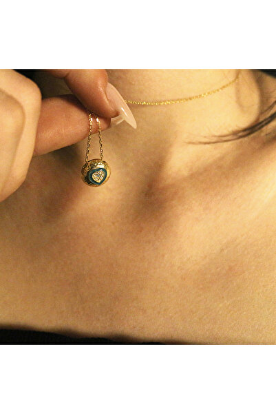 aurajewelery Zirkon Taşlı 925 Ayar Gümüş Altın Kaplamalı-Minimal Kalp Kolye