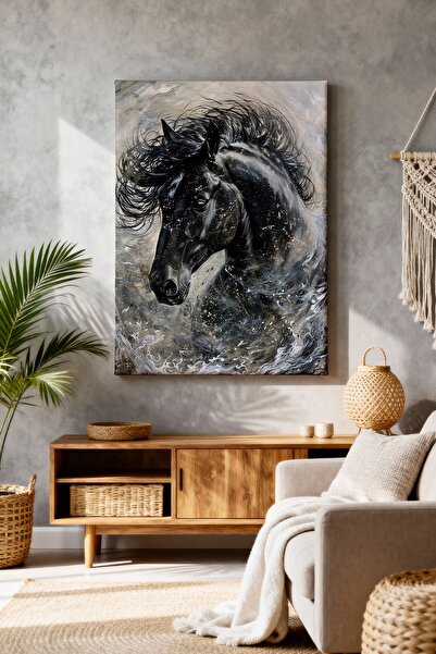 ART NEST DEKOR SİYAH AT CANVAS TABLO