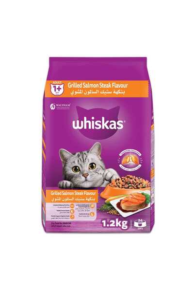Whiskas Grilled Salmon Steak Flavour Dry Cat Food for Adult Cat 1+ Years 1.2 kg Healthy & Tasty