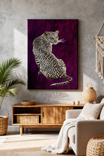 ART NEST DEKOR MOR LEOPAR CANVAS TABLO