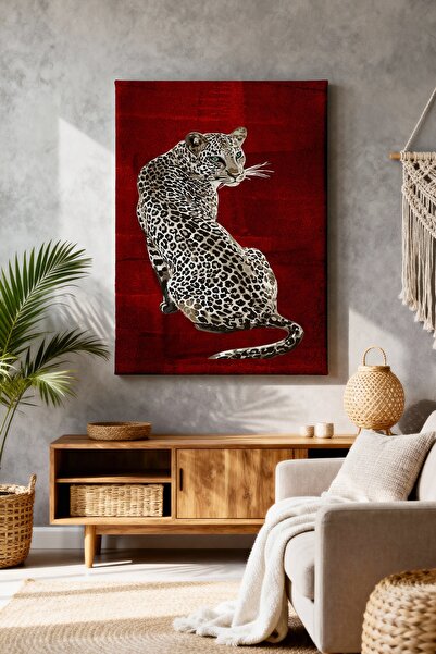 ART NEST DEKOR KIRMIZI LEOPAR CANVAS TABLO