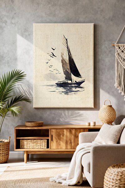 ART NEST DEKOR BOHEM UÇAN KUŞLAR VE TEKNE CANVAS TABLO