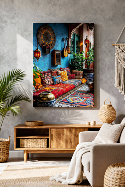 ART NEST DEKOR RENKLİ KÖY EVİ CANVAS TABLO