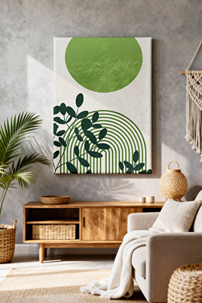 ART NEST DEKOR BOHEM YEŞİL GE0METRİK ŞEKİLLER CANVAS TABLO