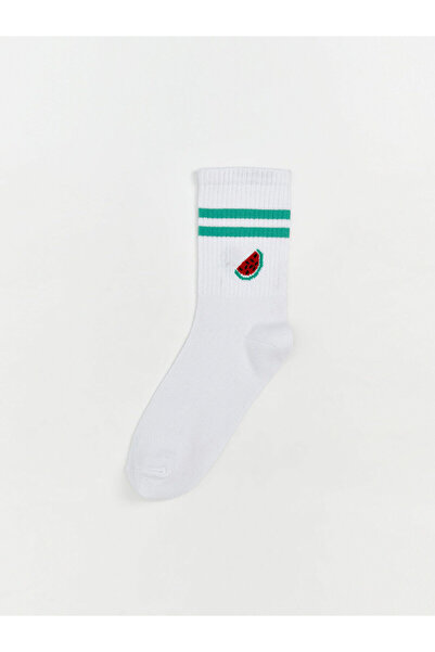LC Waikiki Alita City Lcw Dream White Printed Women's Socks with a Difference