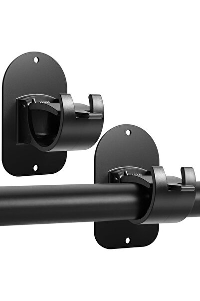 Arabest 2pcs Transparent Upgraded No Drill Curtain Rod Brackets Universal Self Adhesive Wall Mounts