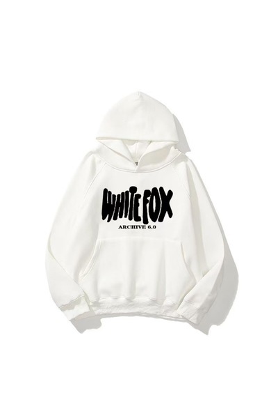 White Fox Archive 6.0 Baskılı Kapüşonlu Sweatshirt - Siyah & Beyaz