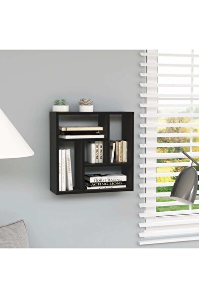 vidaxl رف حائط أسود 45.1 × 16 × 45.1 سم مصنوع من الخشب المصنّع