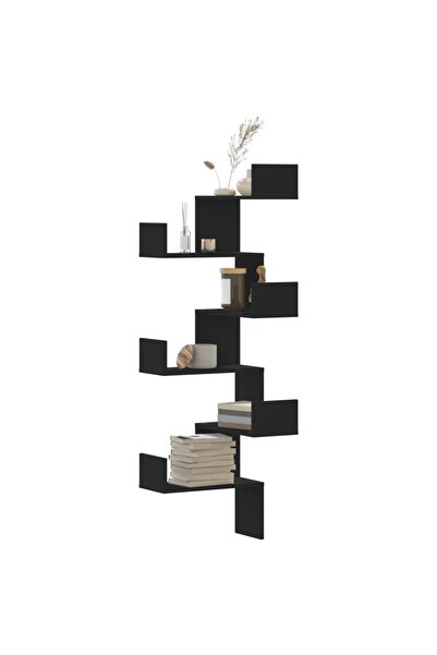 vidaxl Wall Corner Shelf Black 45x45x147 cm Engineered Wood