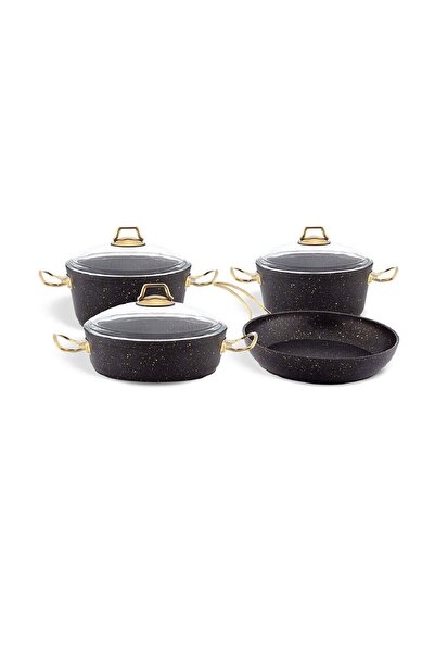 AVCI HOME MAKER Homemaker 7-Piece Granitec Cookware Set - Tempered Glass Lids - 2 Deep Pots - 1 Low Pot - 1 Frypan -
