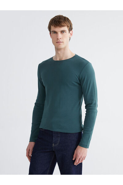 LC Waikiki تي شيرت رجالي بأكمام طويلة وياقة دائرية من plus-store