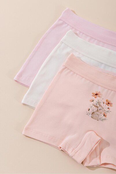 BAYKAR Момичешки памучни боксерки с цветен принт, 3 броя в пакет 5711 Цветни