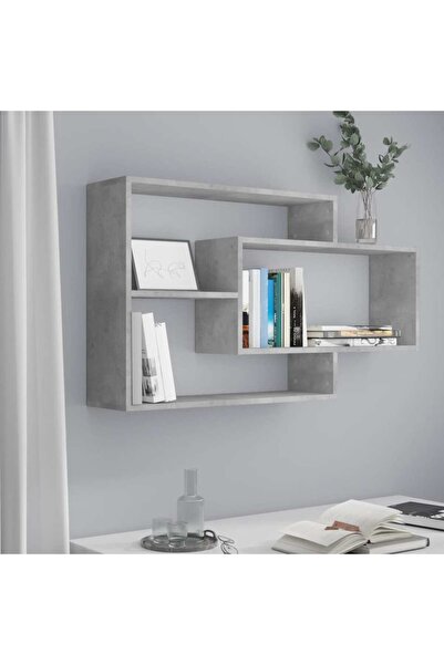 vidaxl رف حائط من الخشب الهندسي، لون رمادي خرساني، 104×20×58.5 سم