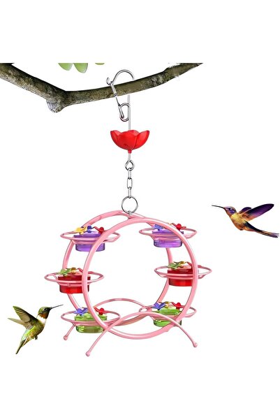 Arabest Hummingbird Feeder for Outdoors - 6-Port Top Fill Nectar Dispenser with Ant & Bee Proof Design