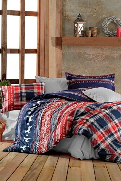 oabhome Geyikli Çift Kişilik Çarşaflı Nevresim Takımı Ranforce 4 Parça Desenli