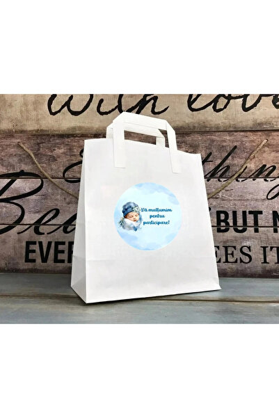 Invitatii Originale Punga botez SWEET BLUE BABY - set 20 buc