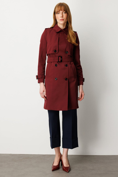 Ekol معطف واق من المطر مع كتاف وحزام على الخصر