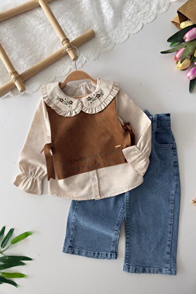 Minigimin Cicileri Set de 3 piese pentru fetiță cu detaliu din piele intoarsa...