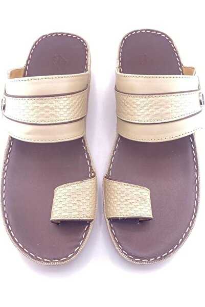 Alnahham A E T Slippers For Men|Genuine Leather Mens Slipper One Finger | Multicolor Footbed | Arabic Sandals