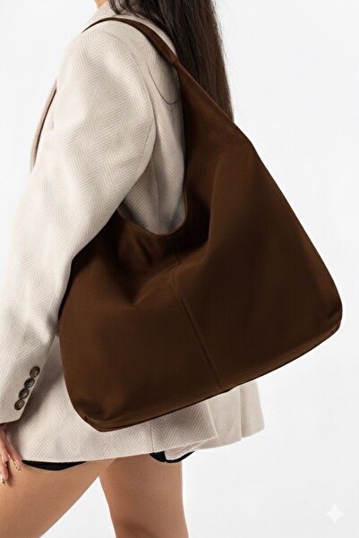 Berlin bags Geantă de umăr pentru femei Velora din piele intoarsa de marime mare cu buzunar interior tip cangur