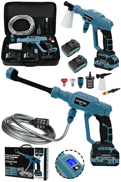 CRAFTERTOOLS 21 V Çift Akülü Kömürsüz Motor Yüksek Basınçlı Şarjlı Araç Araba...