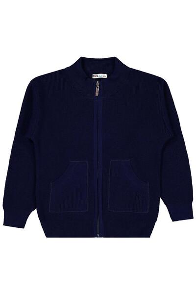 Civil Boys Zippered Pocket Cardigan for 6-9 Years Old - Navy Blue 9-10 Years Old