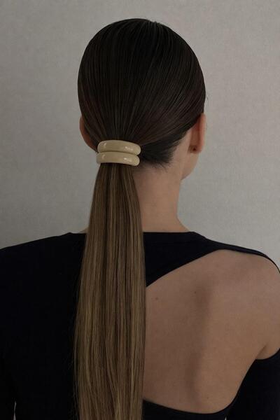 Katia&Bony Oval Bone Accessory Rubber Buckle Beige